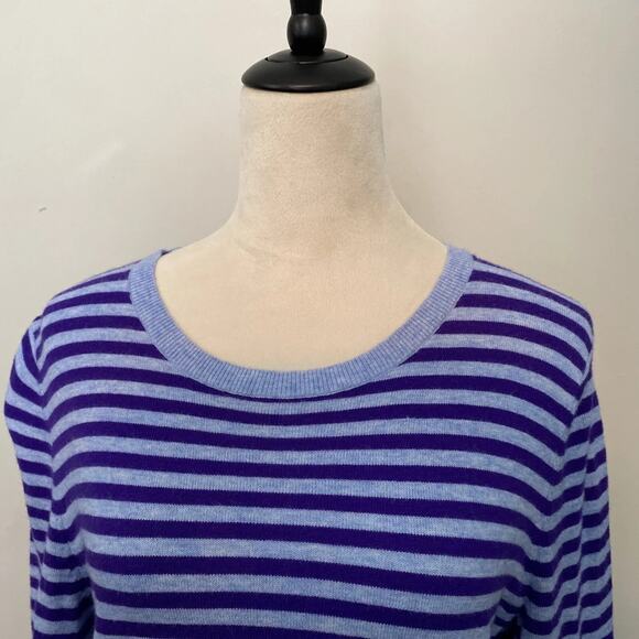Talbot Blue and Purple Lambswool Sweater Striped Women’s Medium, Business Casual - Picture 2 of 8